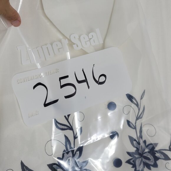 Elegant Vintage Off White & Blue Floral Embroidered Faux Vest Dress Plus Size 16 - Picture 13 of 13